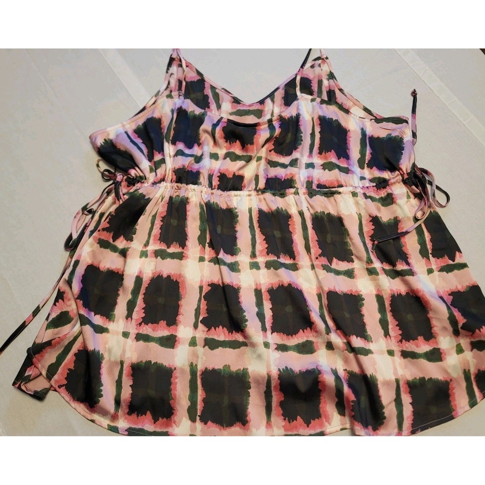 Peplum Satin Camisole Top Plus 3x Coquette Y2K Going Out Tie Side - Picture 4 of 12